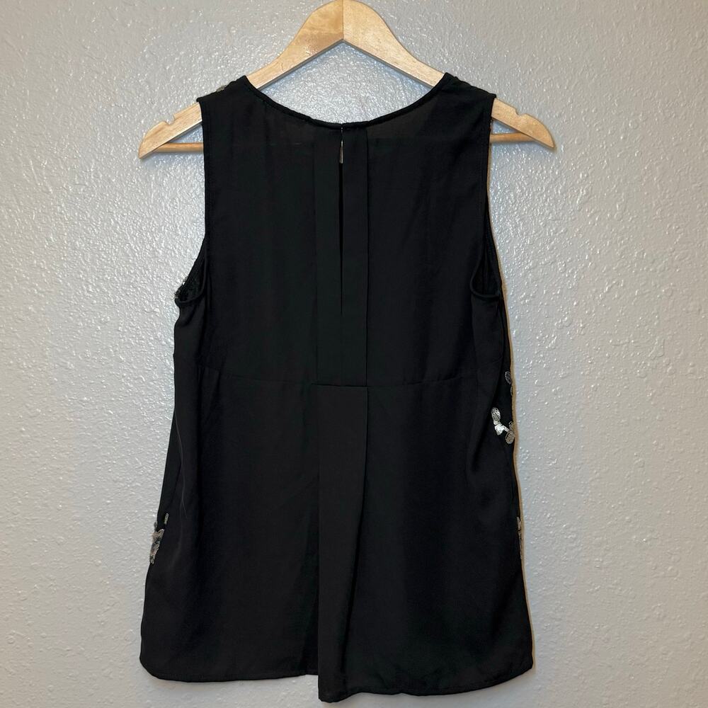 Skies Are Blue Sleeveless Blouse Nikolai Floral Sequined Stitch Fix Black Small - Picture 9 of 9